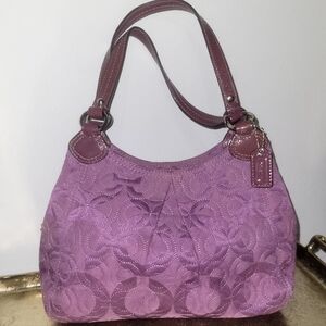 Coach Y2K Gramercy OP Art Quilted Purse Purple Patent Leather Mini Bag  